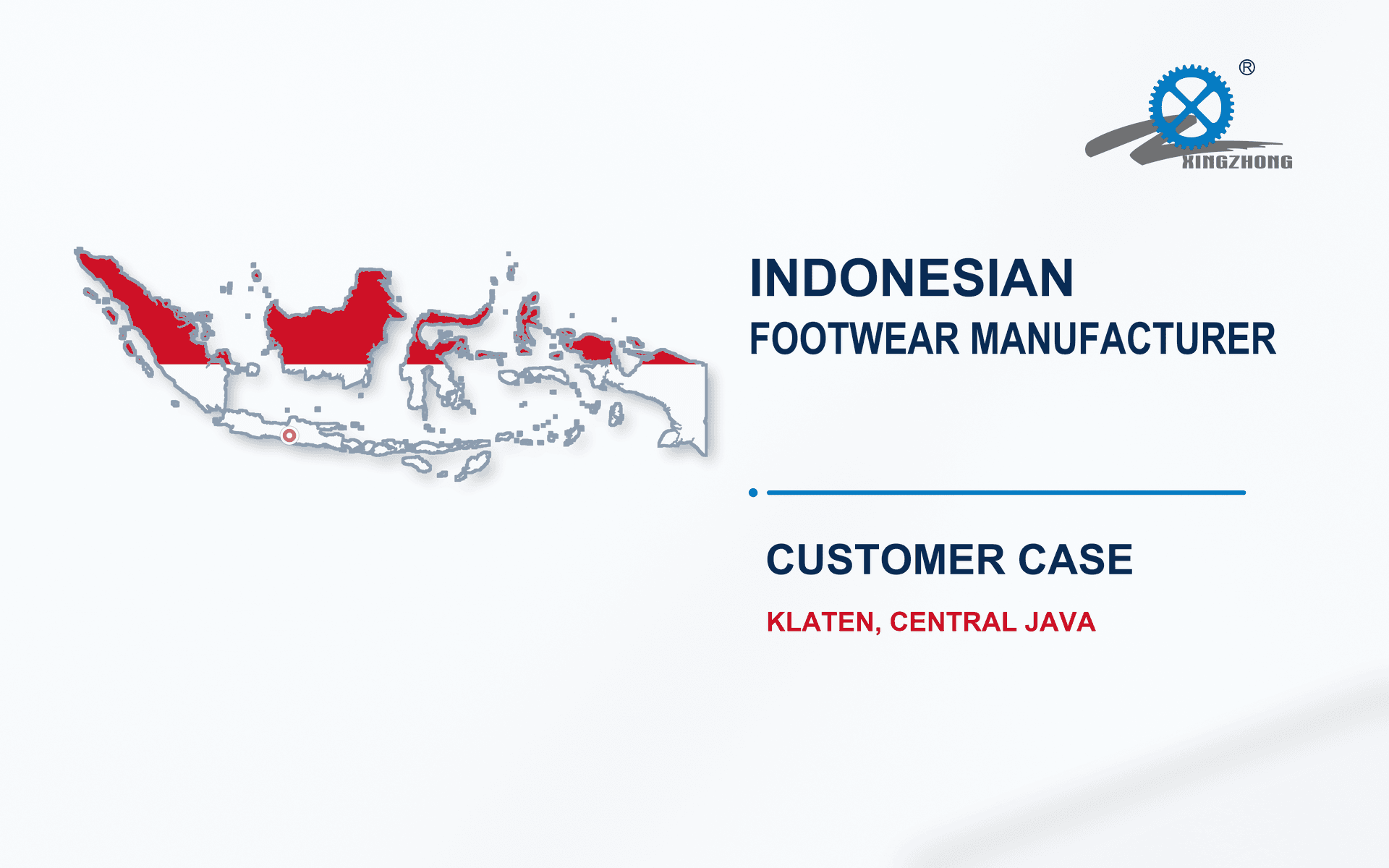 Illustrated map of Indonesia for an anonymized footwear manufacturer customer case in Central Java.